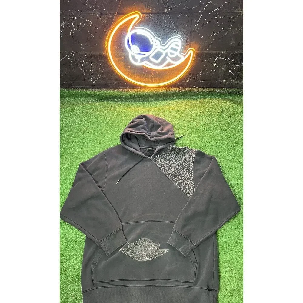 Air Jordan Mens Black Jumpman Hoodie Sweatshirt Size MD Fits LG Embroidered Logo